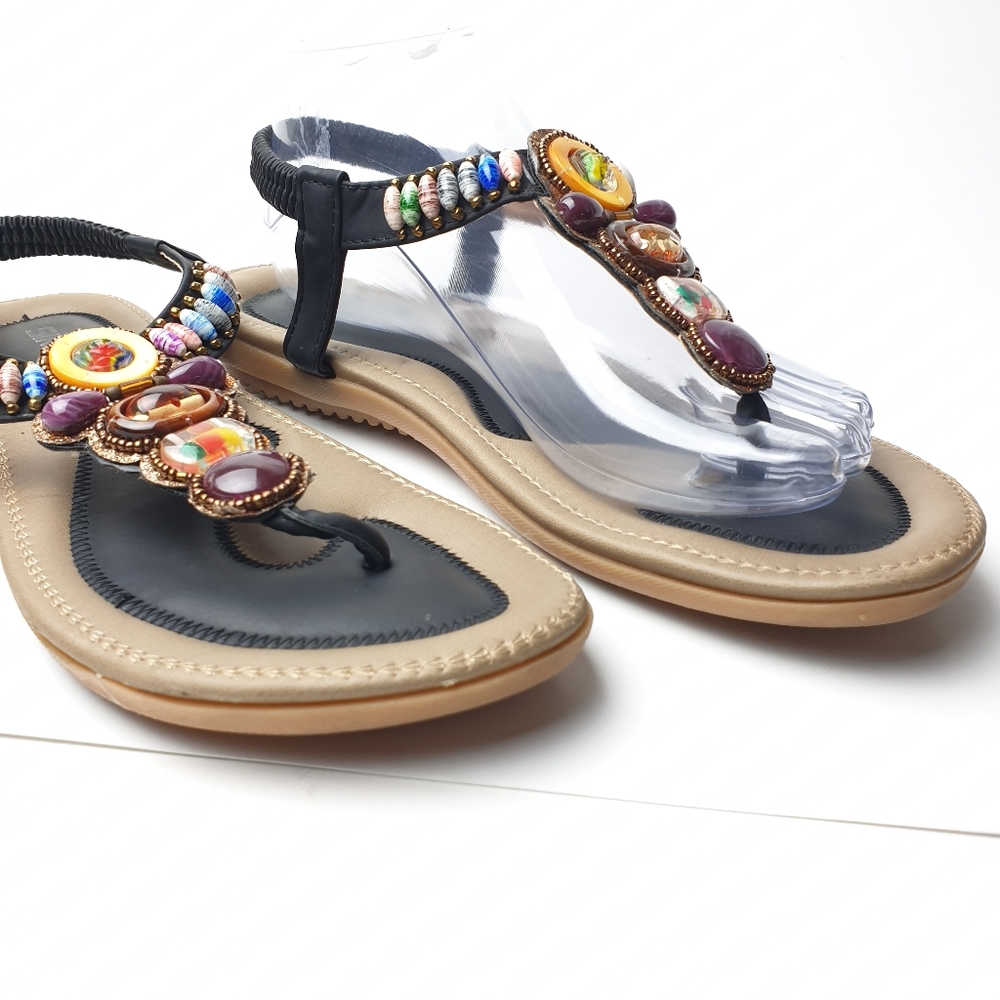 Siketu flip-flops beaded sandals cushioned footbed slingbacks size 42